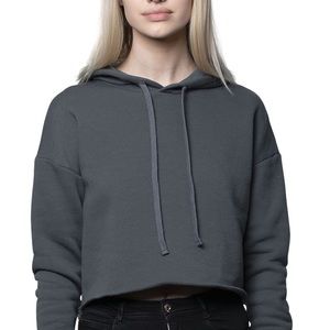 NOTCH NECK BALLOON SLEEVE
CROPPED HOODIE
DARK GREY